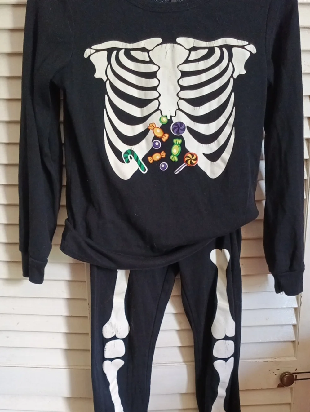 Kids Black Skeleton & Candy Pajama Costume Set